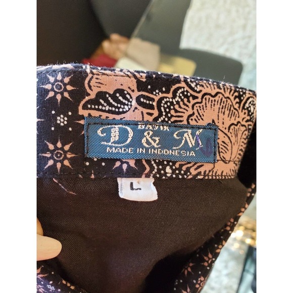 D & N Mens Black Floral Polyester Collared Long Sleeve Buttons Down Shirt Size L - Picture 8 of 12